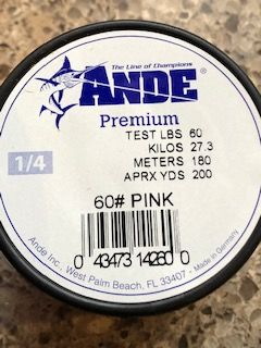ANDE PINK MONO 60# 1/4LB SPOOL - JPR Rods